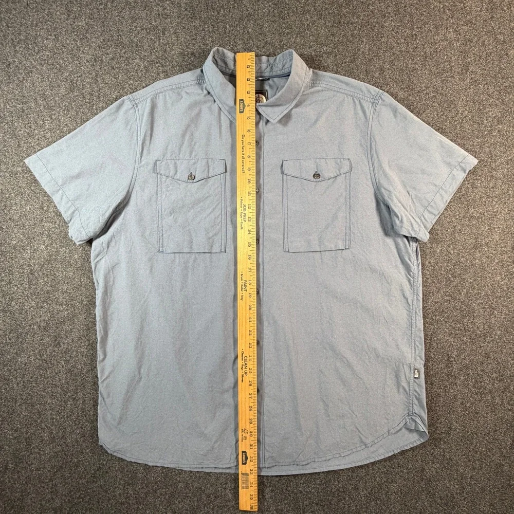 The North Face Mens XXL Blue Gray Short Sleeve Button Down Utility Hiking‎ Shirt
